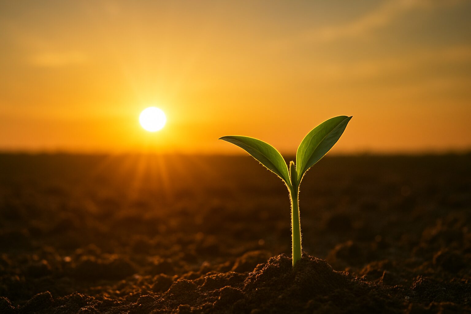 朝日に向かって伸びる若葉